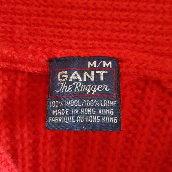 1980s Gant Heavy Cozy Wool Christmas Sweater, Red Thick Wool Sweater - Picture 7 of 8
